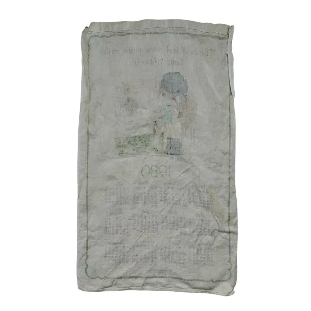 PRECIOUS MOMENT 1980 Vintage Linen Tea Towel Calendar Girl Horse Gibson Greeting